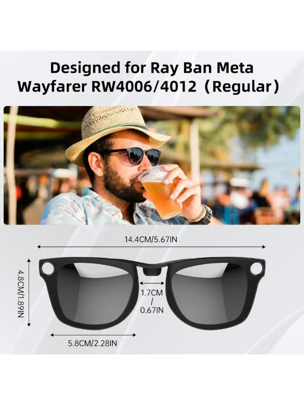 4Pcs Polarized Clip-On Sunglasses for Wayfarer Style Frames - UV Protection